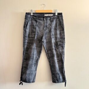 DKNY Stone Wash Charcoal Cotton Cargo Capris